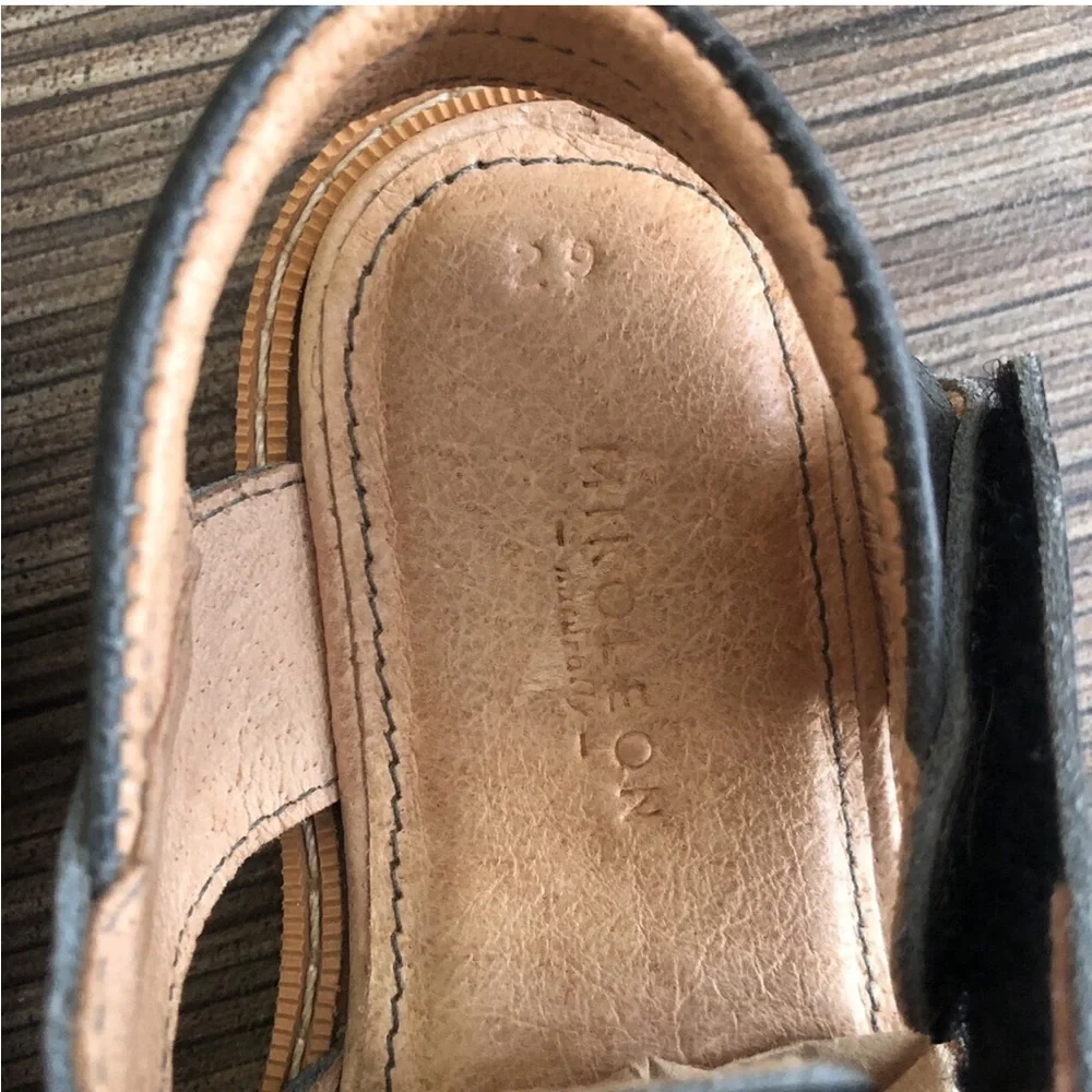 Mikoleon Leather “Rancher” Artisan Made Sandals Navy Blue